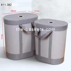Faux leather oval hamper