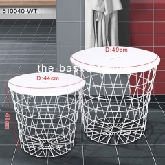 Wire basket with wood lid