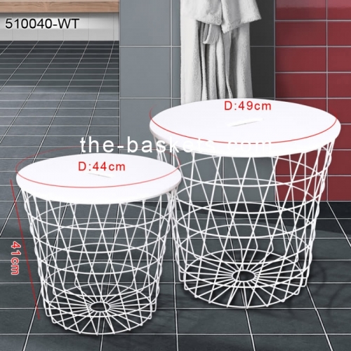 Wire basket with wood lid