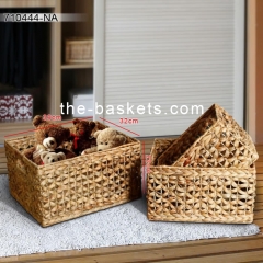 Water hyacinth storage basket with metal tube rim