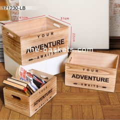 Wood rectangular storage basket