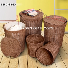 Resin wicker hamper with water resistant liner