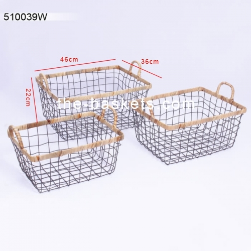 Wire basket with water hyacinth rim