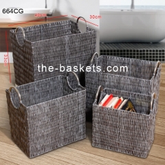 Resin wicker basket  with wire handle