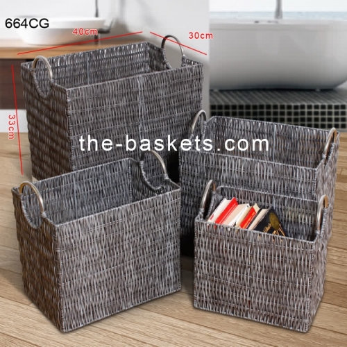Resin wicker basket  with wire handle