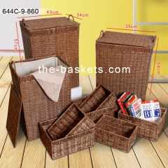 Resin wicker hamper with water resistant liner