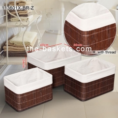 Bamboo storage basket with liner