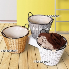 Willow basket with water resistant liner and wire handle