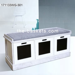 Wood console cabinet with fabric cushion