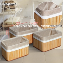 Bamboo storage basket with liner