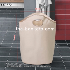 PE coated water-resistant fabric foldable laundry hamper with hole carrying handle