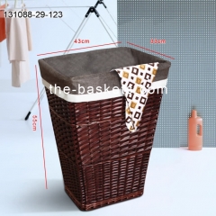 Rectangular tapered willow hamper with liner