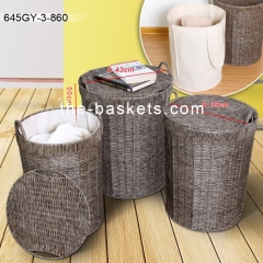 Resin wicker hamper with water resistant liner
