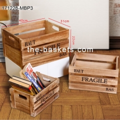 Wood storage basket