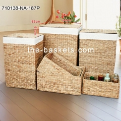 Rectangular water hyacinth laundry hamper