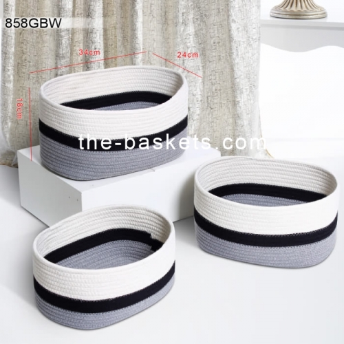 Cotton rope basket with handle