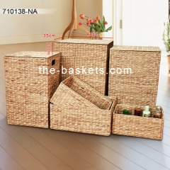 Rectangular water hyacinth laundry hamper