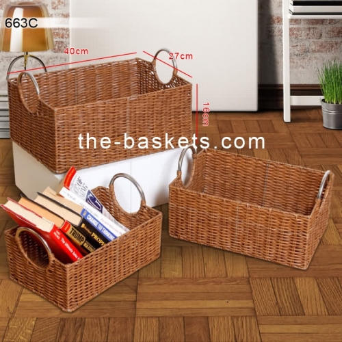 Resin wicker basket  with wire handle