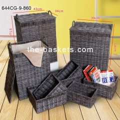 Resin wicker hamper with water resistant liner