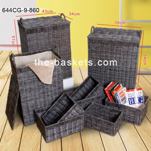 Resin wicker hamper with water resistant liner