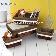 Willow storage basket with liner