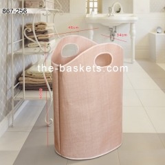 PE coated water-resistant fabric foldable laundry hamper with hole carrying handle