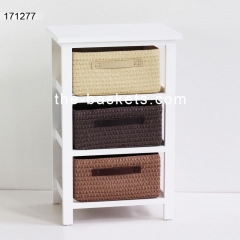 Wood cabinet with four PP strap baskets