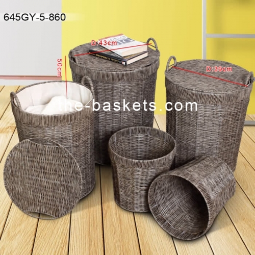 Resin wicker hamper with water resistant liner