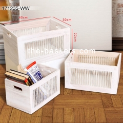 Wood rectangular storage basket