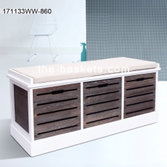 Wood console cabinet with fabric cushion