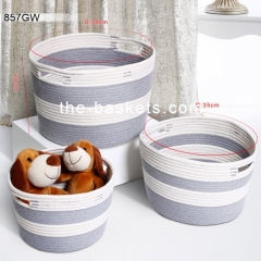 Cotton rope basket with handle