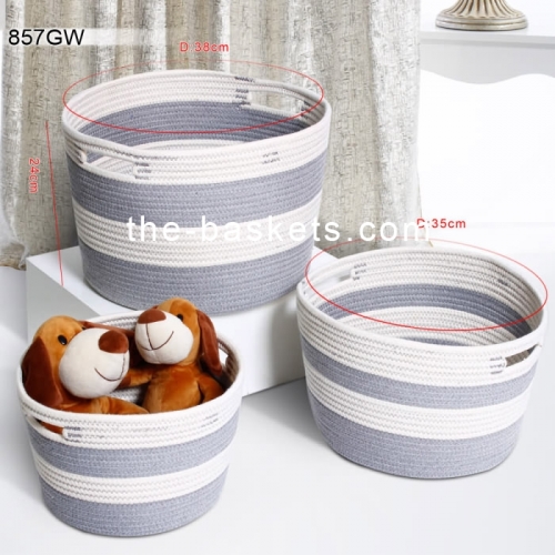 Cotton rope basket with handle
