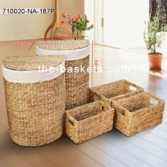 Half moon shape water hyacinth laundry hamper