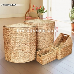 Corner water hyacinth laundry hamper