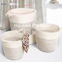 Cotton rope basket with handle
