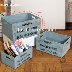 Wood rectangular storage basket