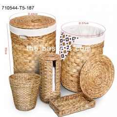 Round water hyacinth laundry hamper