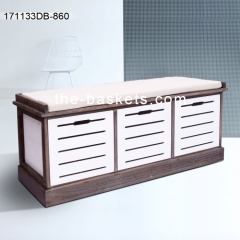 Wood console cabinet with fabric cushion