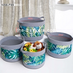 Cotton rope&printed fabric storage basket