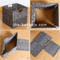 Foldable resin wicker basket
