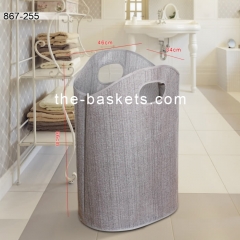 PE coated water-resistant fabric foldable laundry hamper with hole carrying handle