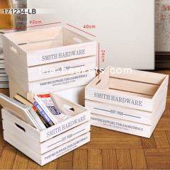 Wood rectangular storage basket