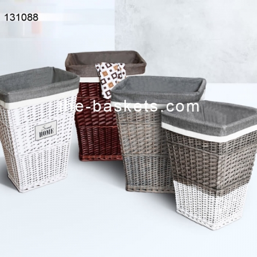 Rectangular tapered willow hamper with liner