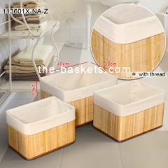 Bamboo storage basket with liner