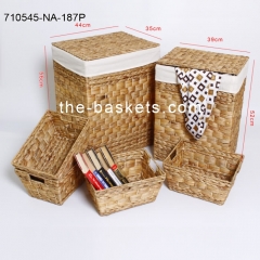 Rectangular water hyacinth laundry hamper