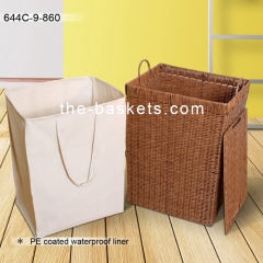 Resin wicker hamper with water resistant liner