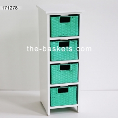 Wood cabinet with four PP strap baskets
