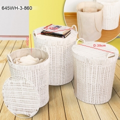 Resin wicker hamper with water resistant liner