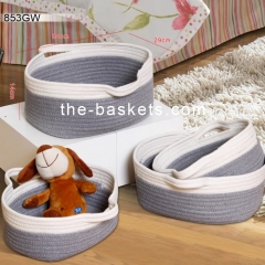Cotton rope basket  with handle