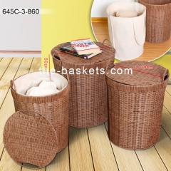 Resin wicker hamper with water resistant liner